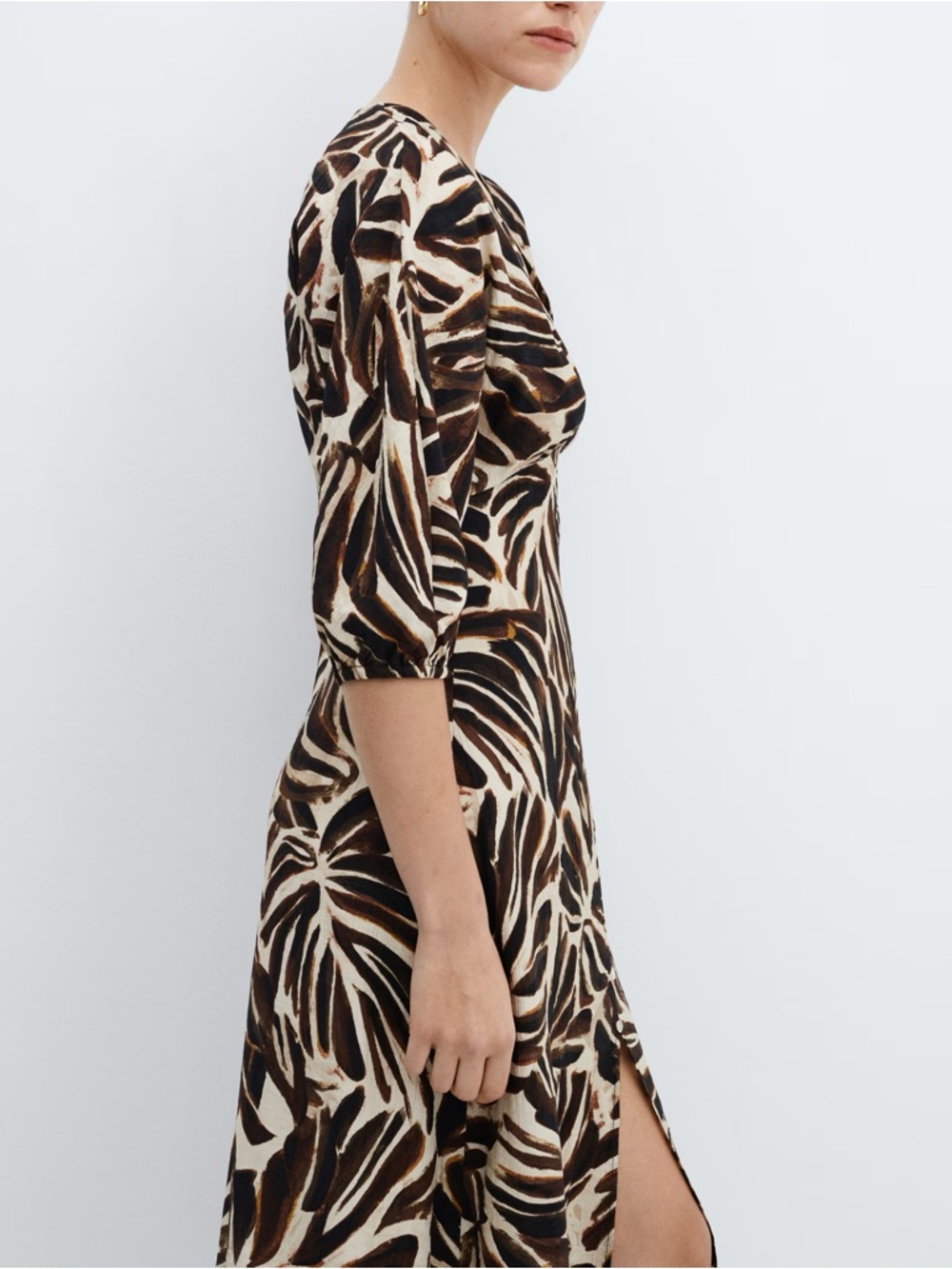 Mango v neck printed dress